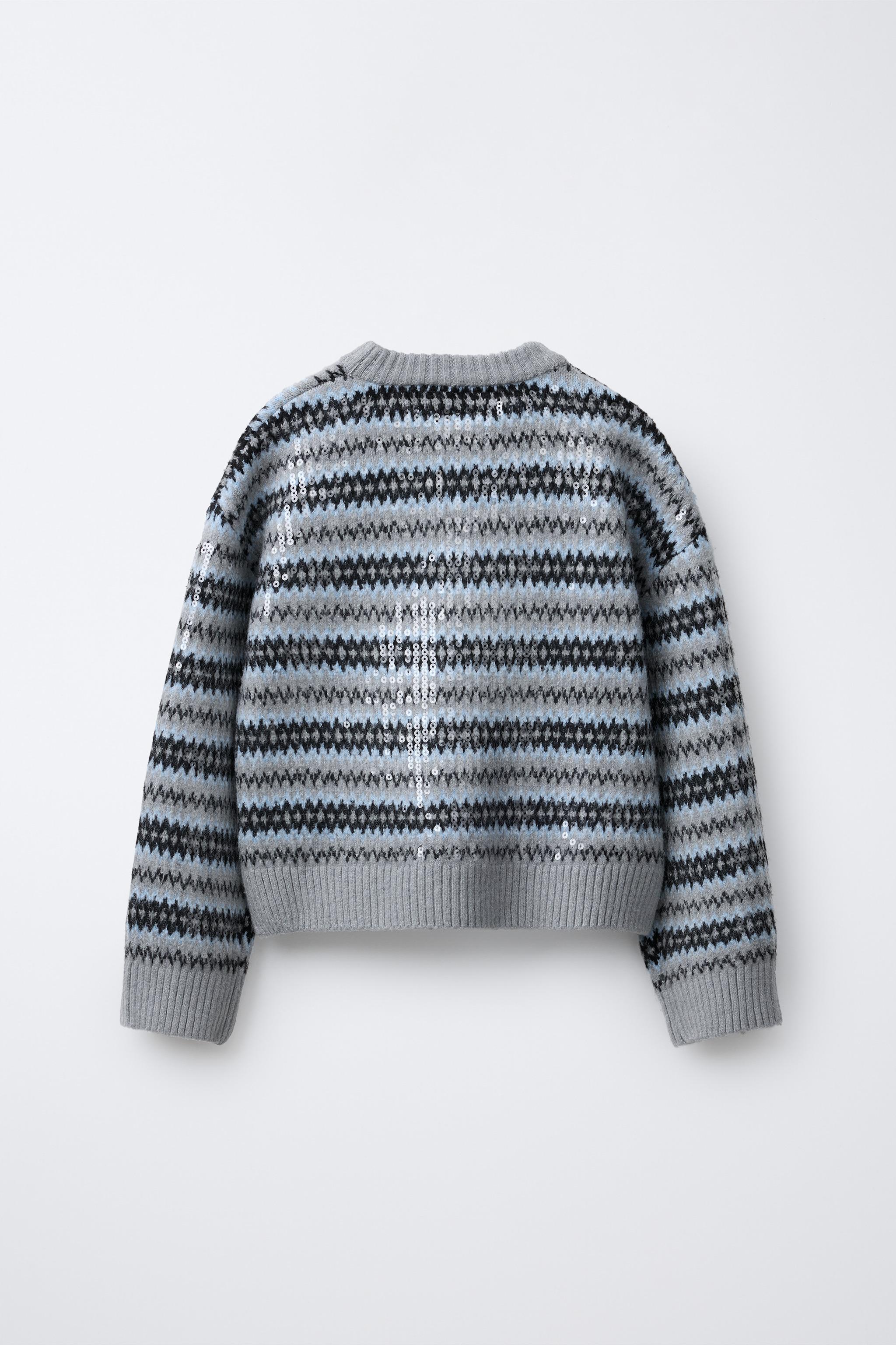 PULL EN MAILLE JACQUARD À PAILLETTES